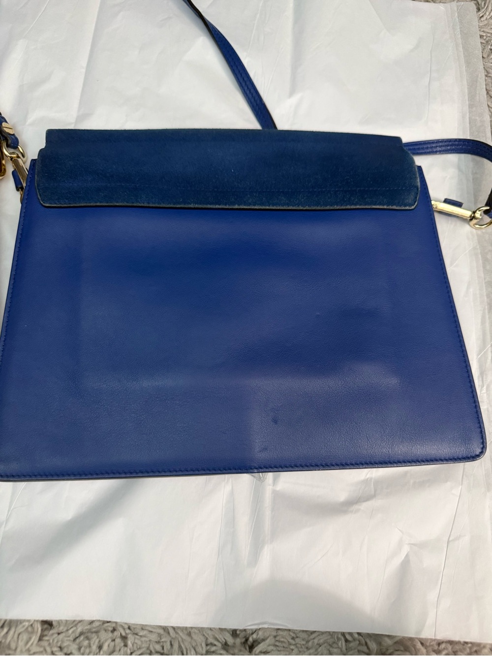 Chloe Blue Medium Leather & Suede Crossbody Bag - Picture 5 of 6